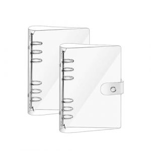 Classeur A5 à Anneaux,2 PCS Housse de Cahier 6 Anneaux Classeur en PVC Souple Transparent Couverture de Protection pour Carnet de Notes (CHUANXIUAHZN, neuf)