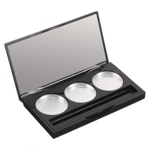 TEHAUX Palette de Maquillage Rectangulaire Noire Mate Vide, 3 Godets Magn&eacute;tiques Emplacement Pinceaux, Bo&icirc;te &agrave; Fards &agrave; Paupi&egrave;res et Blush Rechargeable pour Voyage et Rangement Cosm&eacute;tique (Breamblue N, neuf)