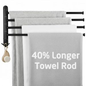 KES Porte Serviettes Pivotant Noir Porte Serviette 4 Barres Acier Inoxydable 18/8 Barre Seche Serviette 50 CM Support, A2103S4L50-BK (KES Home Global, neuf)