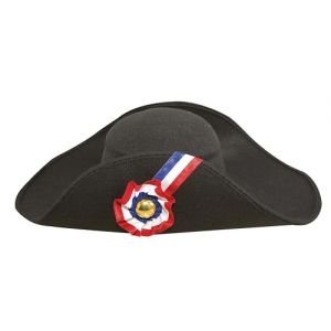 P'TIT CLOWN - 92571 - Chapeau Imitation Laine Napol&eacute;on Adulte - Accessoire de D&eacute;guisement - Pour Carnaval, F&ecirc;tes &agrave; Th&egrave;mes, Halloween, Soir&eacute;es Costum&eacute;es, Nouvel An, Cosplay - Taille Unique - Noir (Ponera, neuf)