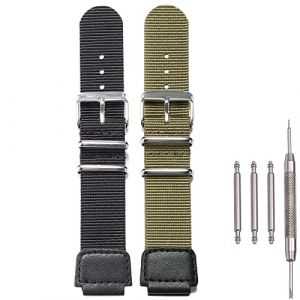 Lot de 2 bracelets de montre en nylon pour Casio AE1200WH AE-1000 SGW-300H SGW-400 AQ-S810W 18 mm Bracelet de rechange en cuir et acier inoxydable (MCXGL, neuf)