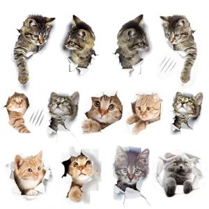HUAEDNWKYI Stickers, Stickers Porte, 13 Pi&egrave;ces Autocollant Muraux 3D Amovible Stickers Muraux Chats Cr&eacute;atif Imperm&eacute;able Amovible D&eacute;corations Stickers pour D&eacute;cor de Mur Personnalit&eacute; Maison Chambre (quhedianshang, neuf)
