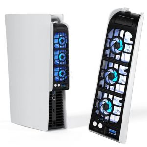 NEWDERY Ventilateur pour accessoires PS5, ventilateur silencieux am&eacute;lior&eacute;, vitesse r&eacute;glable automatiquement selon la temp&eacute;rature, &eacute;clairage RGB dynamique, compatible avec les consoles PlayStation 5 (ANSEN-FR, neuf)