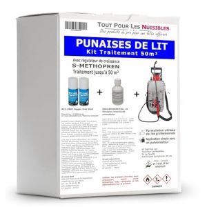 Kit traitement anti Punaises de lit pour 50 m&sup2; avec 1 Emulsphrine ew++s insecticide concentr&eacute; avec r&eacute;gulateur de croissance S-Methoprene, 2 one-shot RCI 2000, 1 pulverisateur 5 litres (ToutPourLesNuisibles, neuf)