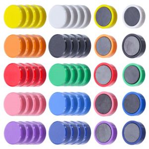 50Pcs Aimant Frigo Colorés Aimants Tableau Magnétique Décoratifs Magnet Puissant Petit Rond Aimant pour Photo Frigo Réfrigérateur Tableau L'école Bureau Salle de Classe Casiers (10 Couleurs) (RUIH, neuf)