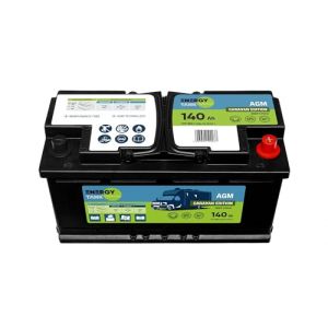 Batterie 12V AGM 140Ah D&eacute;charge Lente &ndash; Batterie Camping-Car, Bateau et Voiture &ndash; Sans Entretien, Prot&eacute;g&eacute;e Contre les Vibrations et les Chocs (EuroKAP, neuf)