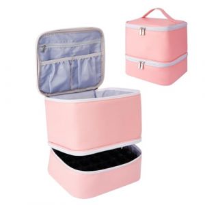 Sac de rangement à ongles, boîtier de l'organisateur de kit de gel, boîte à vernis à ongles Sac pour le sac cosmétique de grande capacité pour l'huile de massage, il contient 30 bouteilles de CO (zhzxmh, neuf)