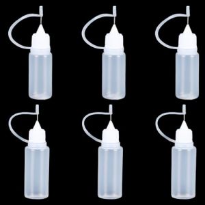 6 Pcs Flacon Pipette, Flacons Plastique, Bouteille Plastique, Flacon Souple, Bouteille de Colle Vide, Bouteille de Précision, pour colle lubrifiant peinture et encre à l'alcool 10ml/15ml (Newbilty OU, neuf)