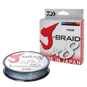 Daiwa Tresse 8 Brins J-Braid X8-150m PE.1,2 - D.0,16 mm - R.9kg-20lb - Multicolore - 12755016 - &Eacute;quipement pour la peche sportive (CARNASPORT, neuf)