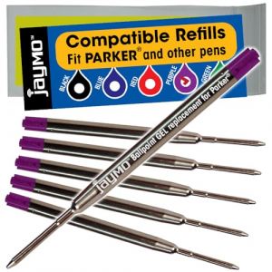 Jaymo Lot de 6 recharges de stylo à bille à encre gel G2 de rechange pour Parker 30525PP/30526PP et Bastion 98 mm de long Violet (Cottage Mills UK, neuf)