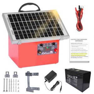 32KM cloture electrique solaire cloture electrique, 9,5 kV berger &eacute;lectrique Contr&ocirc;leur pour chevaux, cl&ocirc;ture &eacute;lectrique 0,5 J pour &eacute;levage d'animaux de berger, pour ferme, p&acirc;turage, jardin (Kedifoai, neuf)