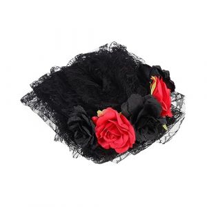 Beavorty 3 Pièces bandeau rose pinces à cheveux pour femmes bandeau floral mexicain deguisement halloween costume halloween fermoir à cheveux cosplay bandeau voile fleuri en tissu (T Innovation·HX, neuf)
