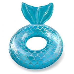 110cm Bouée de Natation Sirène Bleu,Bouée Piscine Gonflable Enfant Adultes,Anneau de Natation Gonflable Sirène Queue Poisson,PVC Bouée Piscine pour Fille Les Femmes Fêtes D'été sur La Plage Piscine (Cerf Courtaud, neuf)