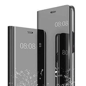 WBWONE Miroir Coque pour Huawei Honor Magic 7 Lite / Magic7 Lite, Clear Smart View Étui à Rabat Cover, Flip Housse Translucide Standing Support Miroir Antichoc Protection Case. Noir (Welldan, neuf)