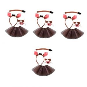 FRCOLOR Courronne Cochon Vache Enfant 4 Ensembles Bandeau Phacochère Vêtements Déguisement D'animal Accessoires De De Cochon Oreille D'animal Bandeau D'animaux Enfant Porcin En Tissu Nez De Cochon (White Beach, neuf)