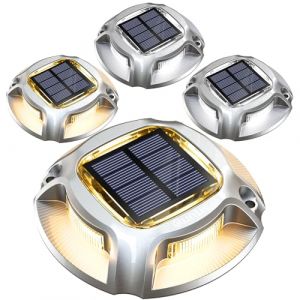 Quntis 4Pcs Lampe Solaire Extérieur Jardin LED Blanc Chaud/Froid, Balise Solaire Eclairage Etanche IP68, Spot LED Extérieur Solaire pour Chemin Allée Escalier Terrasse Pont, Lumiere Solaire Auto (HEGUANGYU, neuf)