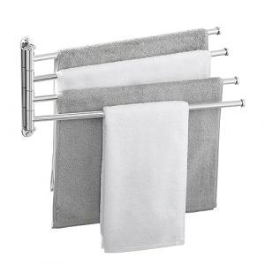 KES Porte Serviettes Pivotant Porte Serviette 4 Barres Acier Inoxydable 18/8 Seche Serviette 50 CM Support Poli, A2103S4L50 (KES Home Global, neuf)