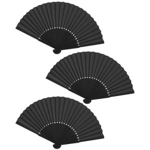 TPZORJX 3 éventails éventail pliant, éventail chinois noir, éventail de poche, éventail pliant, éventail de festival, pour la danse, la fête, cadeau de mariage, décoration DIY, décoration intérieure (Sunlaxy OU, neuf)
