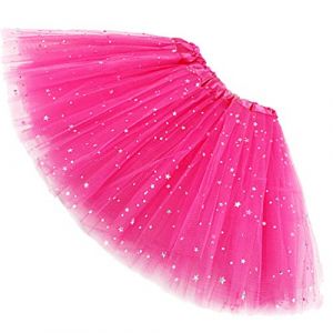 Ugitopi Filles Sparkle Tutu Princesse Ballet Danse par Couches Tulle Tutu Jupes, Enfant, Rose Red, One_Size (Rysly, neuf)