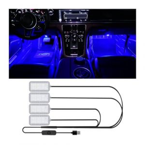 CGEAMDY Clairage Int&eacute;rieur De Voiture, Fil Pour Atmosph&egrave;re Voiture LED Int&eacute;rieur D&eacute;coration Bande, Lumi&egrave;re D'ambiance Pour L'habitacle D'une Voiture Avec Port USB, Voitures Int&eacute;rieure(Bleu) (CGE Auto, neuf)