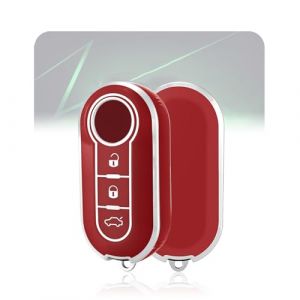 LELNOOS Coque Cl&eacute; Voiture, Silicone &Eacute;tui Cle Etui Clef Protecteur Cache Cles pour Fiat 500 500l 500c 500x Panda Punto Bravo Ducato Doblo Abarth Tipo Idea Linea Scudo Lancia Ypsilon Y Musa Delta (LELNOOS, neuf)