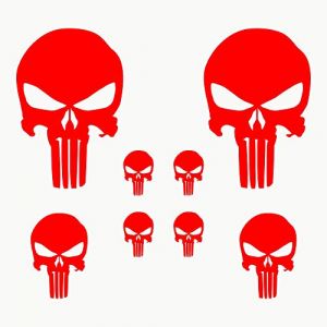Autodomy Autocollants Tête de Mort Crâne Fondu 8 Unités | Stickers Punisher pour la Voiture ou la Moto | Autocollant Punisher (Rouge) (Domy Company, neuf)