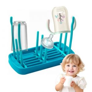 SHENGYIG Seche Biberon Bebe, Pliable Égouttoir Biberons, Portable Porte Biberon Egouttoir, Bleu, avec Bac D'égouttage, pour Sécher Biberons, Tétines, Tasses (SHENGYIG, neuf)