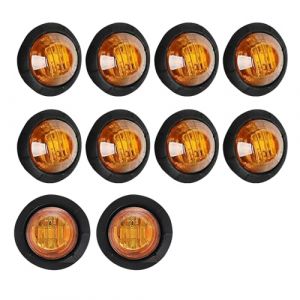 10 Pièces Ronde LED Ampoules Indicateurs 12V DC, Ampoule LED Voiture, Mini Feux de Position Latéraux Étanches, Feux Arrière, Feu de Gabarit, Éclairage de Dégagement pour Remorque, Camion, Bateau (XianYuanLian, neuf)