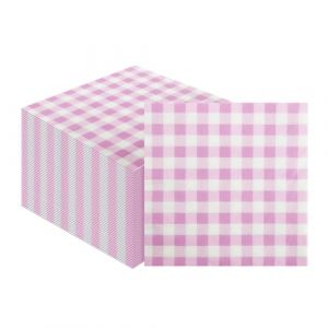 Lot de 40 serviettes en papier vichy à carreaux, 33 x 33 cm, Jetables pour cocktails, barbecues, thé après-midi, restaurant, bar, pique-nique, fête, recyclables (Rose) (Lokfoo Direct, neuf)