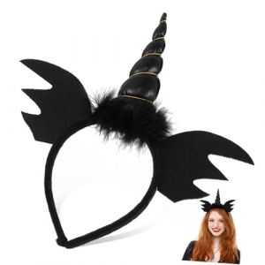 DECOMELODY Bandeau casque de licorne d&eacute;coratif cerceau de cheveux de licorne Halloween Coiffure festival fournitures de cosplay cerceaux de cheveux de conception de corne en tissu Noir (FINNG, neuf)