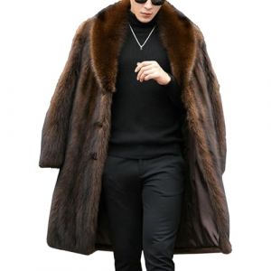 Manteau &eacute;pais et moelleux pour homme, manteau d'hiver chaud en fausse fourrure, trench-coat long en imitation vison, marron, taille XL (boyajinchukou, neuf)