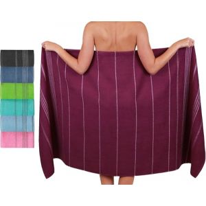Betz Drap de Bain XXL Lines Grande Serviette de Plage ou &agrave; Sauna 100% Coton 90x180 cm Violet (Betzshop, neuf)