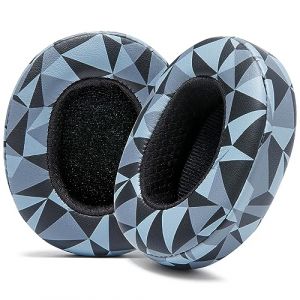 Coussinets de Rechange WC pour Casque Supra-auriculaire Skullcandy Hesh 3 et Crusher, fabriqu&eacute;s par Wicked Cushions | Durabilit&eacute;, &eacute;paisseur et Confort am&eacute;lior&eacute;s | Geo Grey (Wicked Cushions EU, neuf)