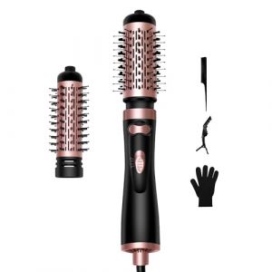 OKWRAP Seche Cheveux Brosse Rotative, Brosse Soufflante Rotative 3 en 1, Brosse Rotative 3 Températures, Brosse Chauffante Rotative de 1000 Watts et 2 Embouts Pour Sécher, Lisser, Modeler du Volume (bolesic, neuf)