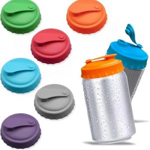 Lot de 6 Couvercle Pour Canettes, Couvercle de Canette de Soda en Silicone, Bouchon Pour Canette, Couvercles Pour Canettes de Cola Réutilisables, Compatible avec Plupart des Canettes de Boisson (chunwenyuan, neuf)