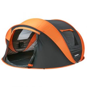 EchoSmile Tente de Camping Pop Up 5-8 Personnes, Imperméable, avec 2 Fenêtres en Maille Aérée, Dôme Portable et Légère pour Le Camping en Plein Air sur la Plage, Noir Orange (EurSmile, neuf)