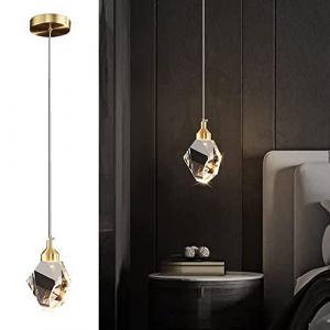 Suspension En Cristal Moderne, Suspension En Cristal LED 3 Couleurs, Pour îlot De Cuisine Chambre Salon éclairage De Salle à Manger (Or) (SXT Co., neuf)