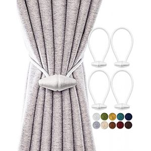 TECVINCI Embrasses de Rideau Magn&eacute;tiques avec Aimant Plus Grand de Mise &agrave; Niveau, Paquet de 4 Retenues de Draperie de 40 cm pour Rideau Int&eacute;rieur et Ext&eacute;rieur - Blanc (DewStar, neuf)