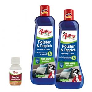 Poliboy Nettoyant doux pour tapis et tissus d'ameublement, pour enlever les taches, pour moquettes, appareils de nettoyage et laine, 2 x 500 ml, avec échantillon de produit, fabriqué en Allemagne (Kaladia FR, neuf)
