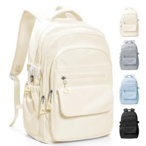 HYC00 Sac &agrave; Dos D'&eacute;cole Fille Ado Sacs &agrave; Dos Scolaire Coll&egrave;ge Sac Universitaire Femme Casual Daypacks Imperm&eacute;able Laptop Backpack L&eacute;ger Sacs Ados Voyage Femme Bookbag College Work Bag,Beige (SUNMOP, neuf)
