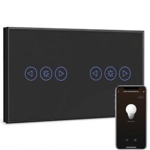 BSEED WiFi Variateur de Lumière Double,1 Gang 1 Voie Intelligent Interrupteur gradateur Noir,Compatible avec Alexa et Google Home,Interrupteur Connecté WiFi avec Écran Tactile(Ligne Neutre Requis) (BSEED SWITCH, neuf)