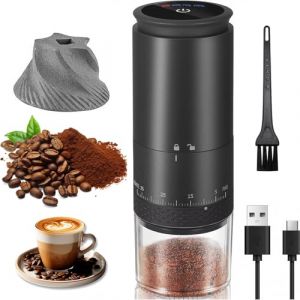 YGVQN Moulin &agrave; Caf&eacute; &Eacute;lectrique Portable, Moulin &agrave; Grains de Caf&eacute; avec Meule Conique en C&eacute;ramique, 38 R&eacute;glages de Mouture et Affichage LED, Rechargeable USB pour Voyage, Camping et Bureau (VARGAAIZ S.R.L., neuf)