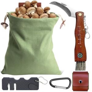 LEKEFETO Couteau &agrave; champignons avec brosse et r&egrave;gle : sac de chasse &agrave; champignons, couteau &agrave; champignons, couteau de poche avec brosse en toile, couteau pliant en toile, sac d'alimentation en maille (GREENFOODERAN TRADING LTD, neuf)
