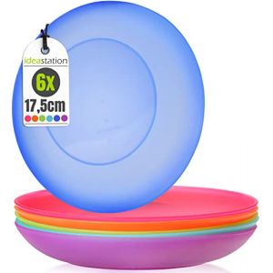 idea-station Neo assiette plastique reutilisable 6 x 17.5 cm - couleur - incassables, parfaites comme assiette bebe et assiette enfant (Idea-Station, neuf)