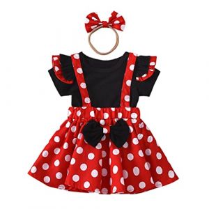 Lito Angels Deguisement Robe Minnie Mouse avec Bandeau Cheveux pour Enfant Fille Taille 4-5 ans, Pois Rouge (Lito Angels FR, neuf)