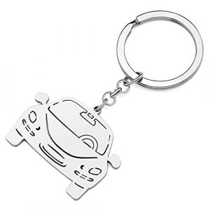 YAYAKO Porte-clés Voiture Camion en Acier Inoxydable Porte-clés Avion Bicyclette Moto Porte-clés Voiture Cartoon Cadeaux pour Homme Femme Filles Charms (Voiture Argenté) (YAYAKO, neuf)