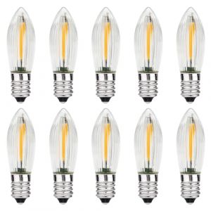 MZYOYO Ampoule LED E10,Bougies LED E10,2100K Blanc Chaud,0,2W,3LM,AC14V-55V,pour guirlande lumineuse, guirlandes de No&euml;l, arche lumineuse,chandelier de No&euml;l,Lot de 10 (MZYOYO, neuf)