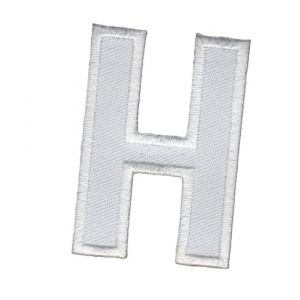 Patch Ecusson Thermocollant Lettre Blanche 5 cm Lettre au choix (H) (Filou Face, neuf)