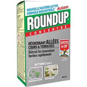 Roundup D&eacute;sherbant All&eacute;es Cours et Terrasses Concentr&eacute; 400ml (graines passion, neuf)
