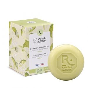 Rampal Latour - 3 Savonnettes rondes surgrasses - Mains et Corps - Parfum Verveine - Soin Nettoyant, Adoucissant et Nourrissant - 97,3% d'origine naturelle - 3x125g (RAMPAL LATOUR, neuf)